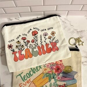 Set of Teacher Canvas Cosmetic Bag or Pencil Case